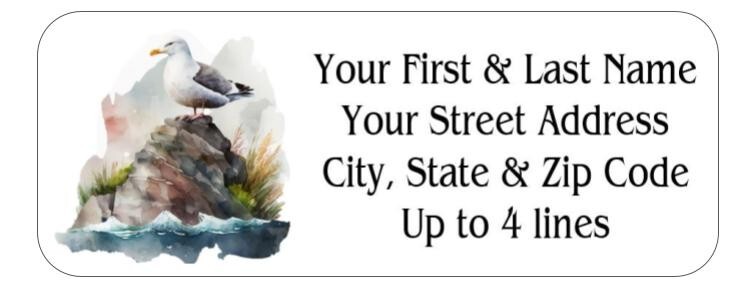 150 Seagull Island Beach Bird Mailing Return Address Labels Personalized