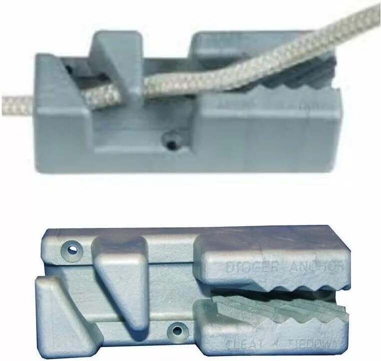 Boat Cleat - Anchoring Docking - Digger Anchor Adjustable Rope Tie off - Black