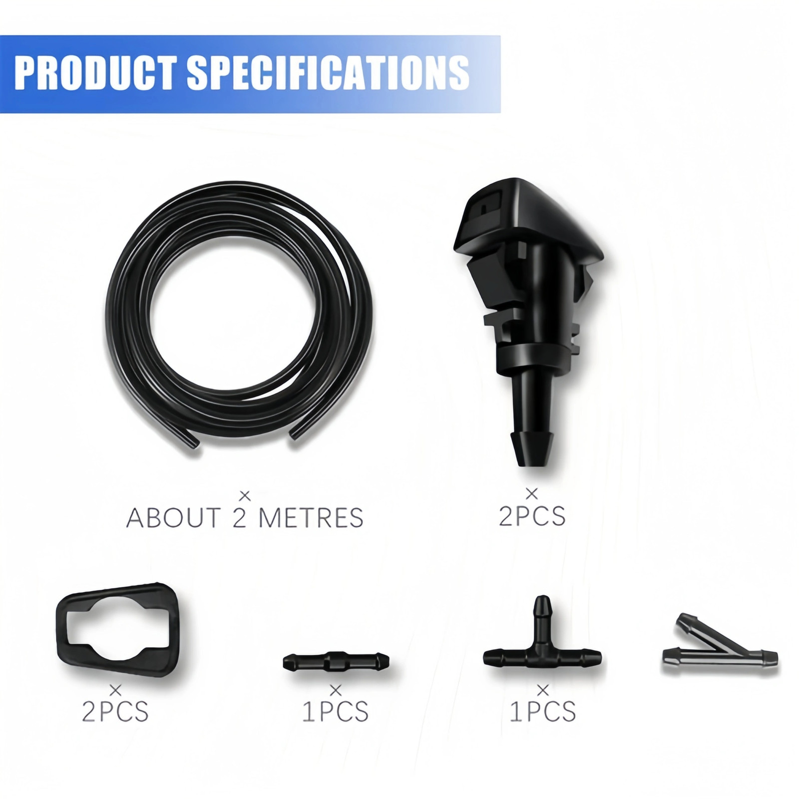 Car Windshield Wiper Washer Squirter Nozzle Spray Jet Kit Fluid Hose Universal