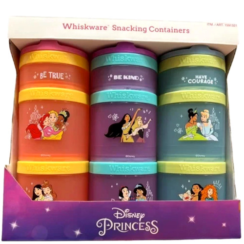 Disney Princess Stackable Snack Containers for Toddlers & Kids Whiskware 3 Pack