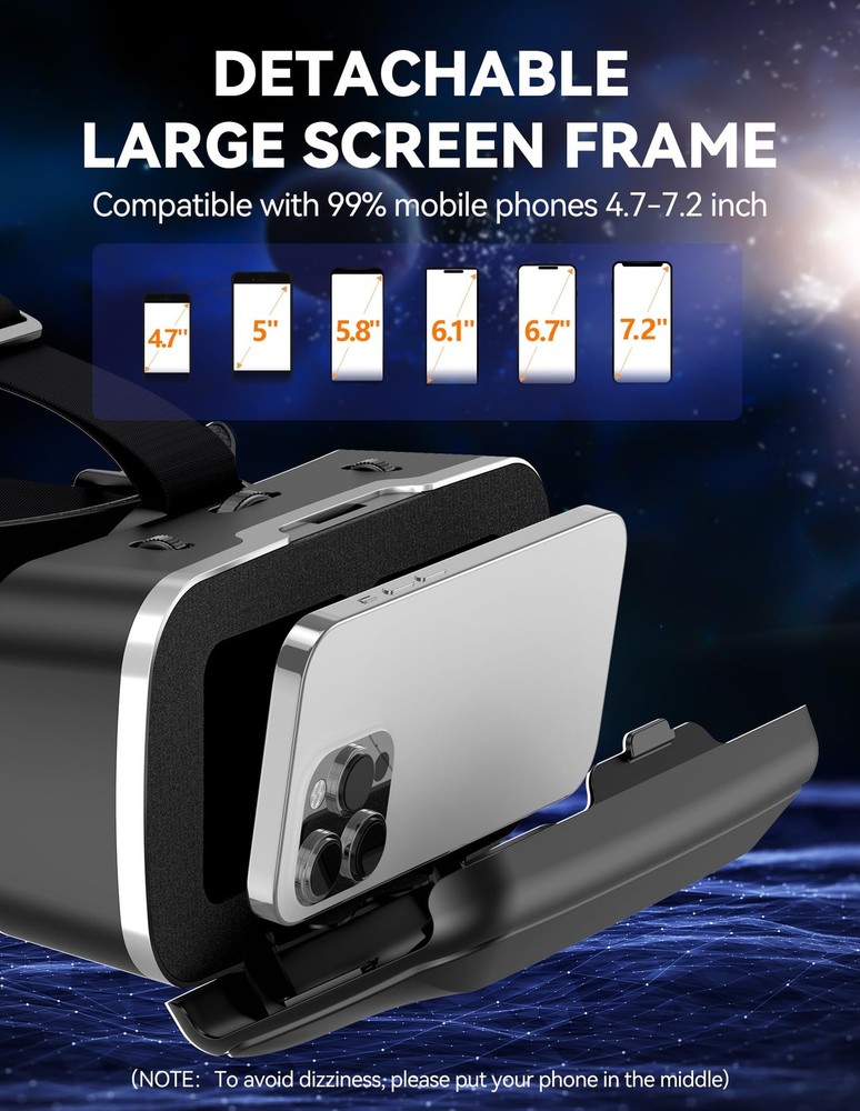 TECKNET VR Headset for Phone with Bluetooth Controller, 4.7-7.2" VR Headsets