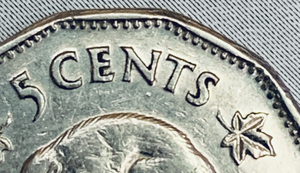 1947 Canada 5 Cent Coin - Dot
