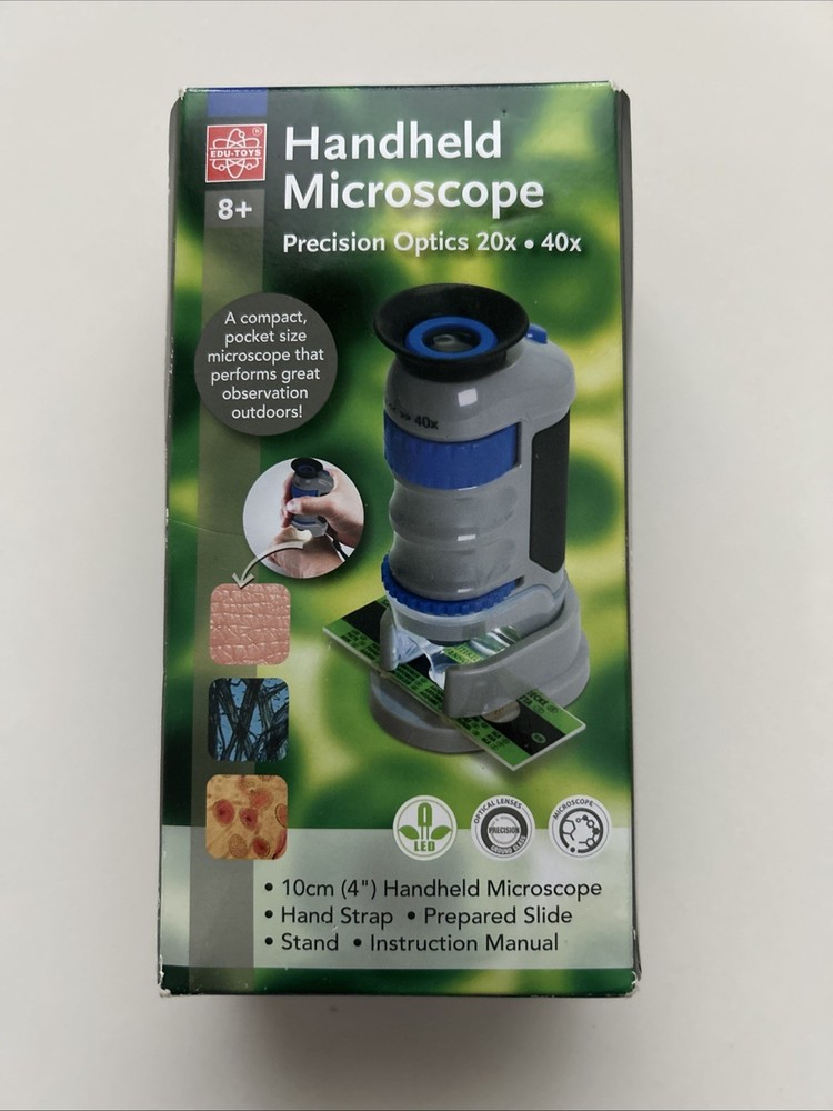 Handheld Microscope Precision Optics 20x - 40x Prepared Slide Outdoors compact