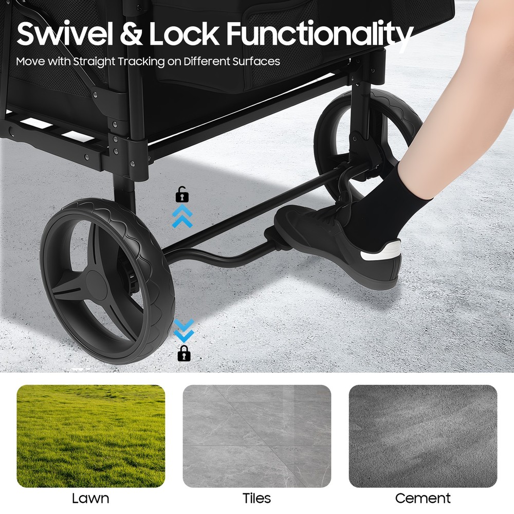 Stroller Wagon 4 Seats Quad Collapsible Stroller with Adjustable Handle & Canopy