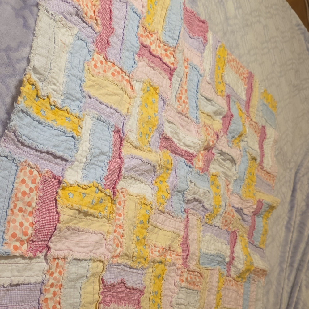 Handmade Patchwork Rag Quilt Cotton Lap Multicolor