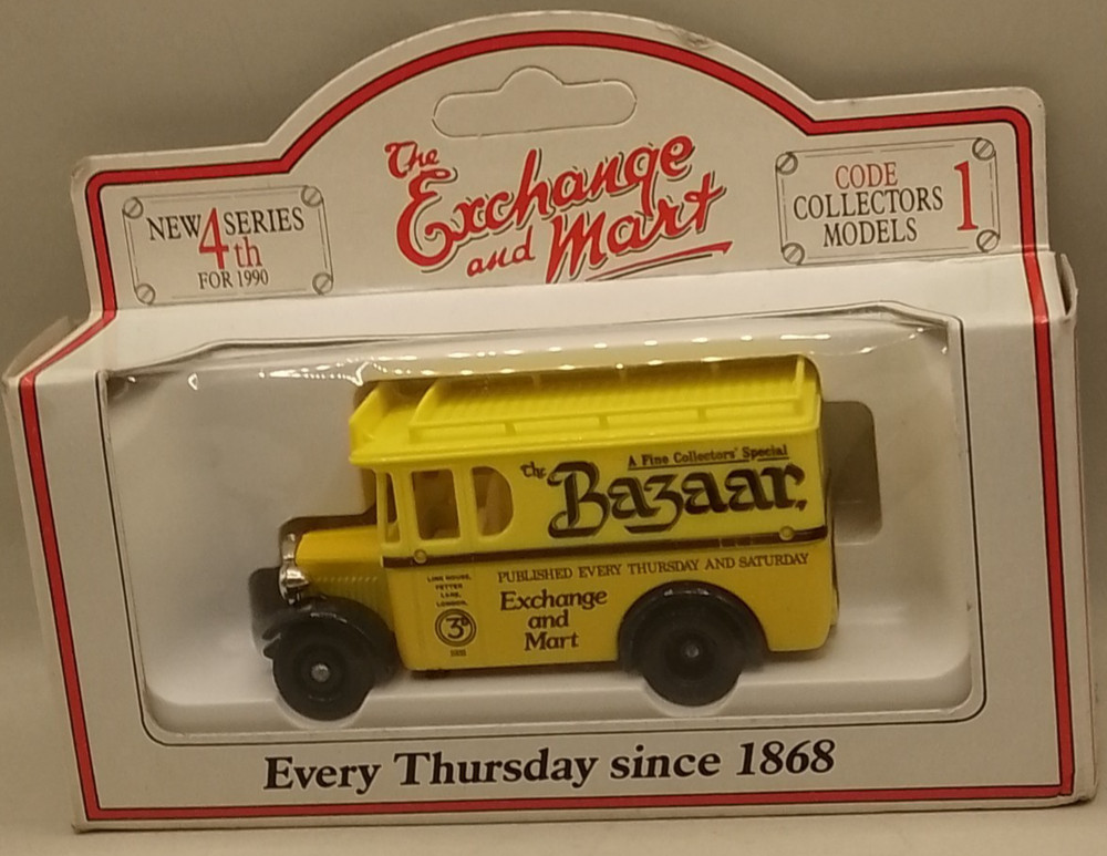 Lledo Exchange & Mart yellow Dennis Bazaar van boxed
