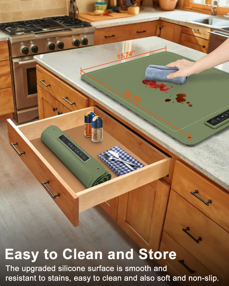 Electric Warming Tray, Silicone Warming Mat for Food with 4 Temperature Setting