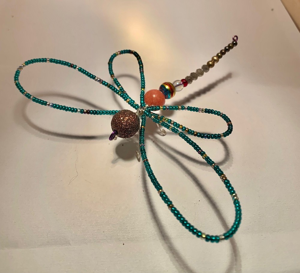 Handmade Beaded Wire MULTI-COLOR Turquoise DRAGONFLY
