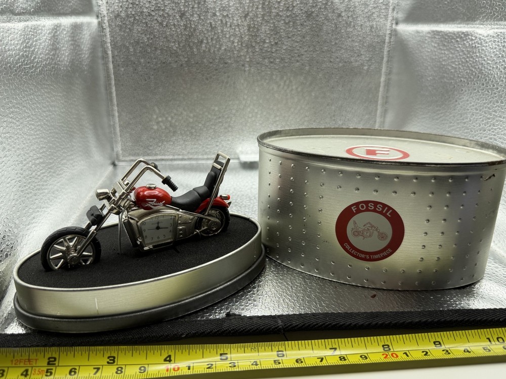 FOSSIL MOTORCYCLE CLOCK DESK DECORATION