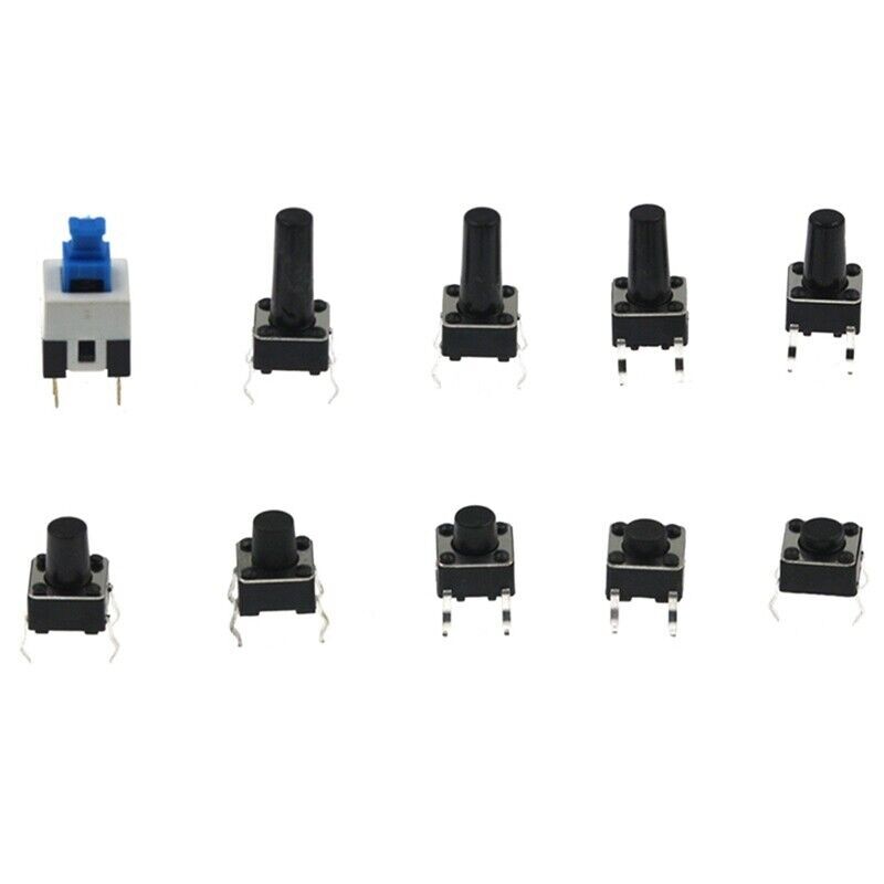 180pcs 10 Types 6x6x Tactile Micro Momentary Touch Switch Push Plastic Button