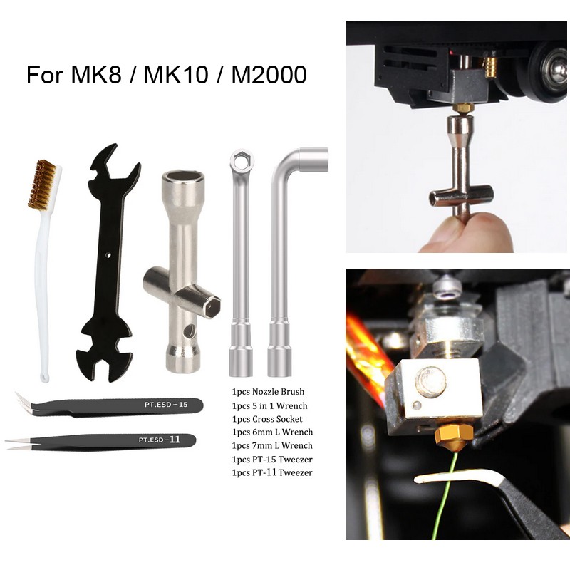 For MK8/MK10/M2000 3D Printer Tools Set Cross Wrench Socket M2/M2.5/M3/M4 Nut