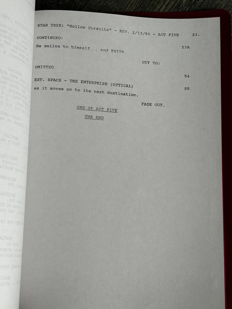 STAR TREK Script The Next Generation Hollow Pursuits Final Draft February 9 1990