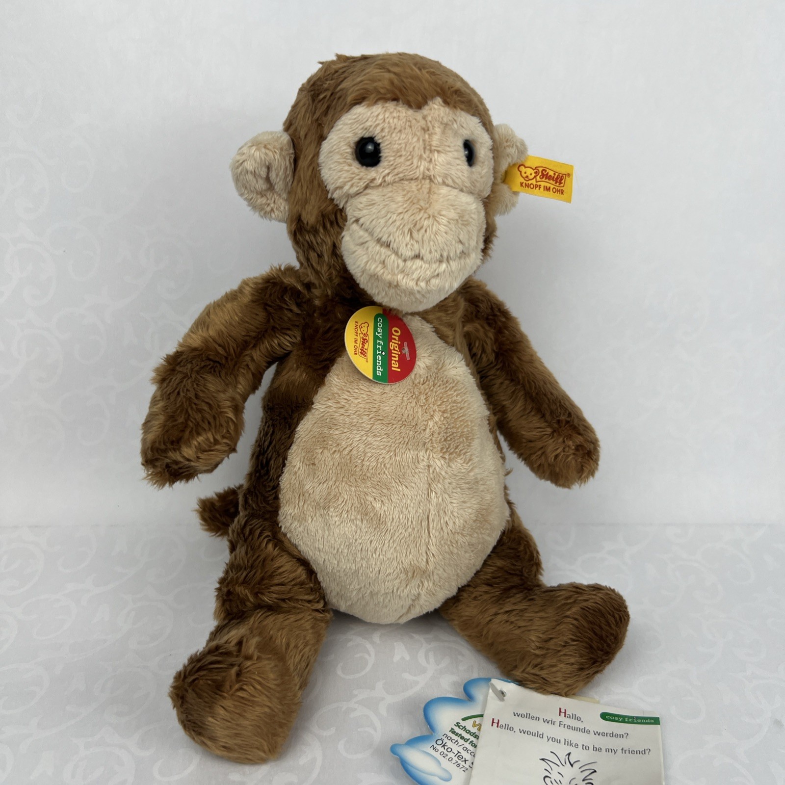 NWT VTG Steiff Original Cosy Friends Monkey 11" Plush Soft Toy Stuffed Animal