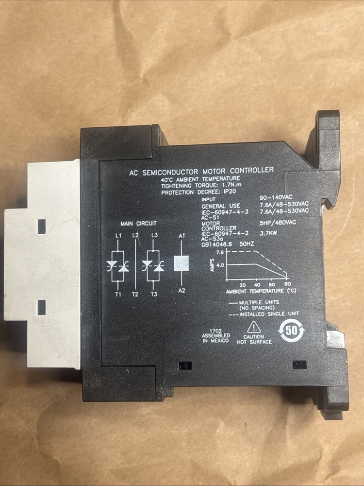 Crydom DRC3P48B4002 3-Phase Solid State Motor Controller 7.6A 480VAC, Open Box