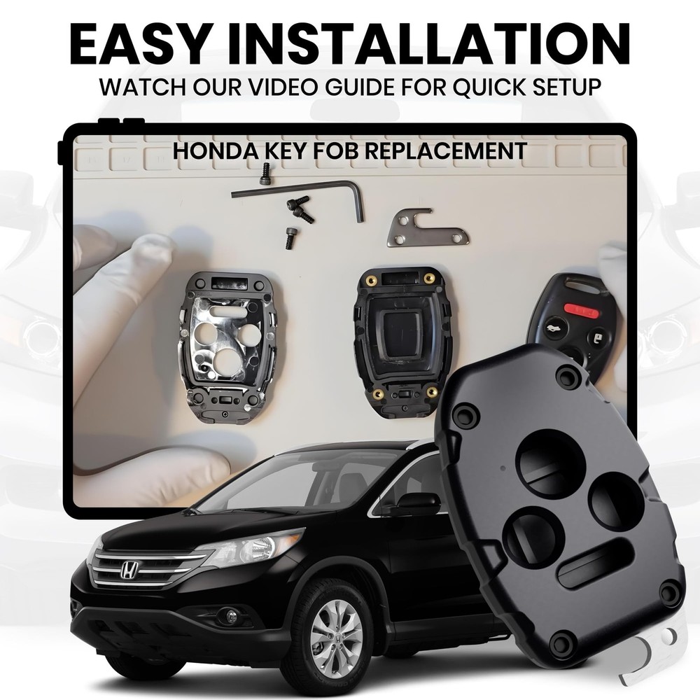 Key Fob Shell for Honda 4 Button Crack Resistant Case Black Enhanced Longevity