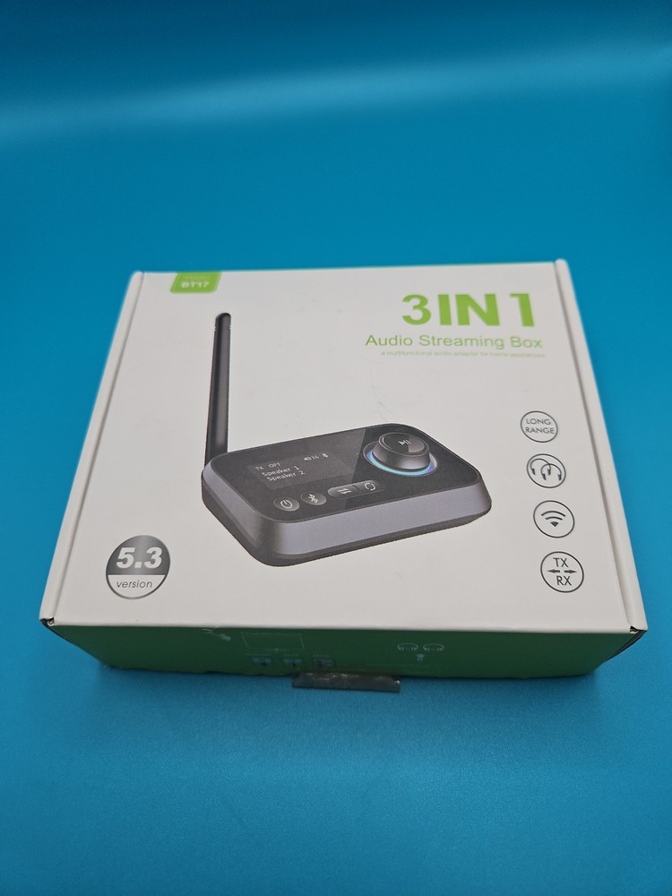 Bluetooth Transmitter Receiver 3-in-1 BT 5.3 Audio Adapter for 2 Headphones