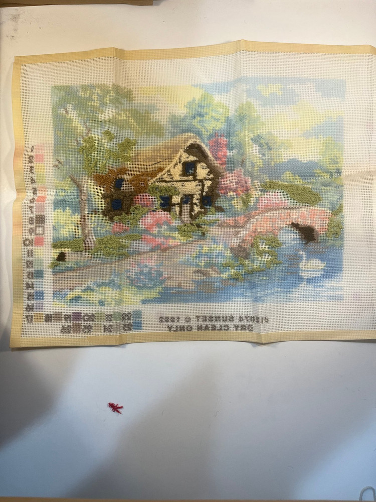 Sunset Needlepoint Kit #12074 "Cottage Hideaway" - Started