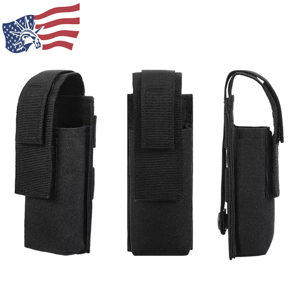 Tactical Molle 5" Sheath Pocket Folding Knife Pouch Cover Flashlight Holder