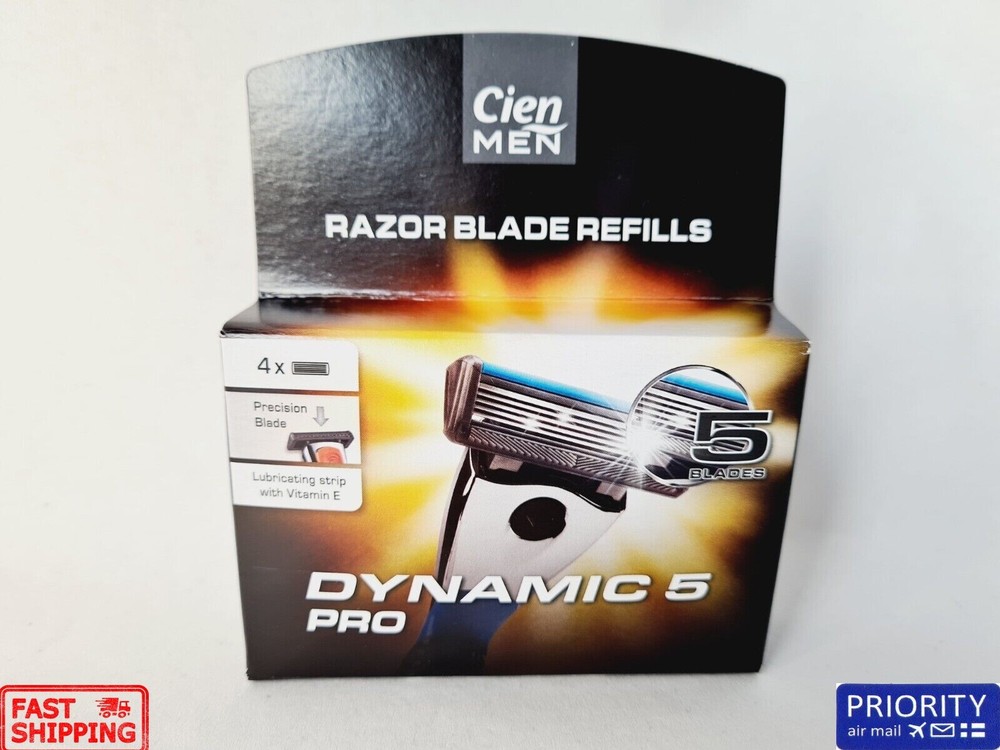Cien Men Dynamic 5 Pro Razor Blade Refill 4 Blades. Quick & Smooth