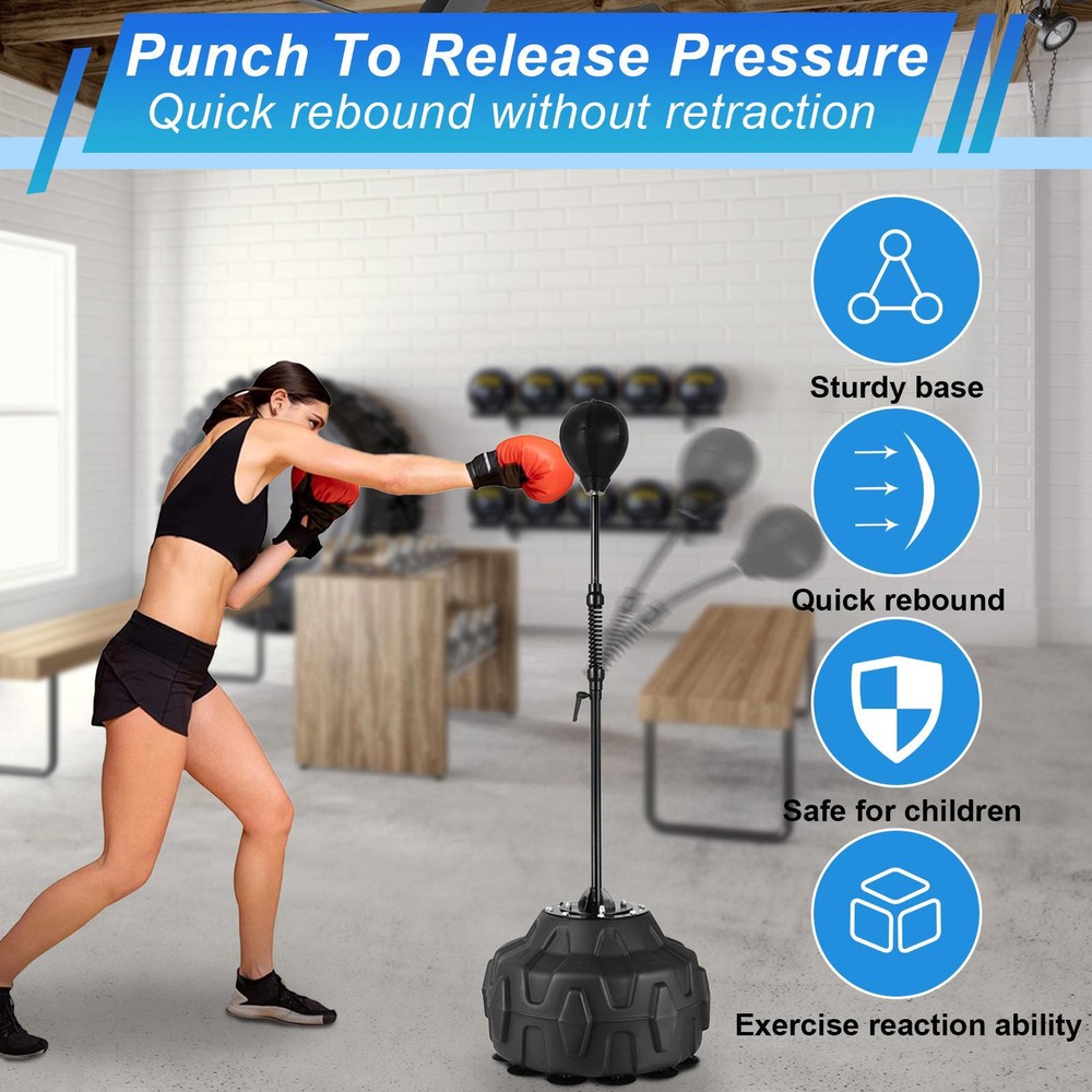Punching Bag Freestanding Reflex Speed Boxing Bag Training Adjustable