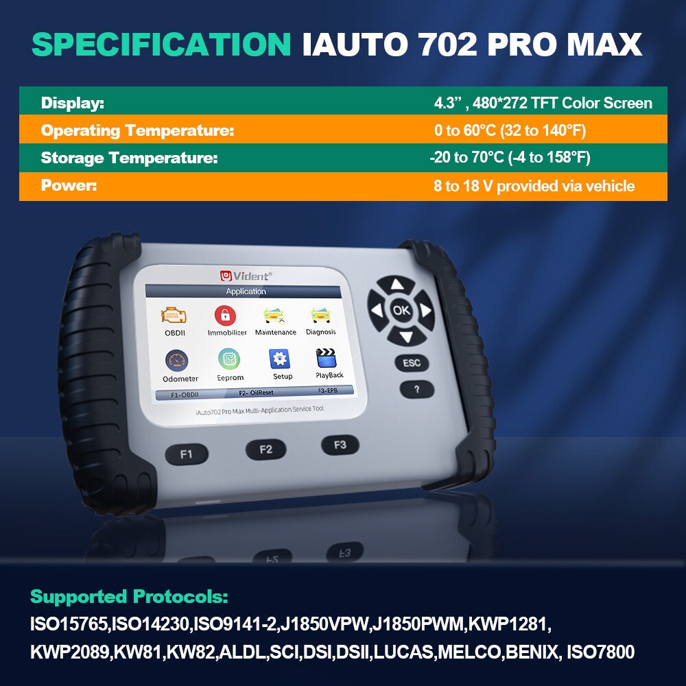 Vident 702Pro MAX OBD2 Scanner Bidirectiona Diagnostic Tool IMMO/Key Programming