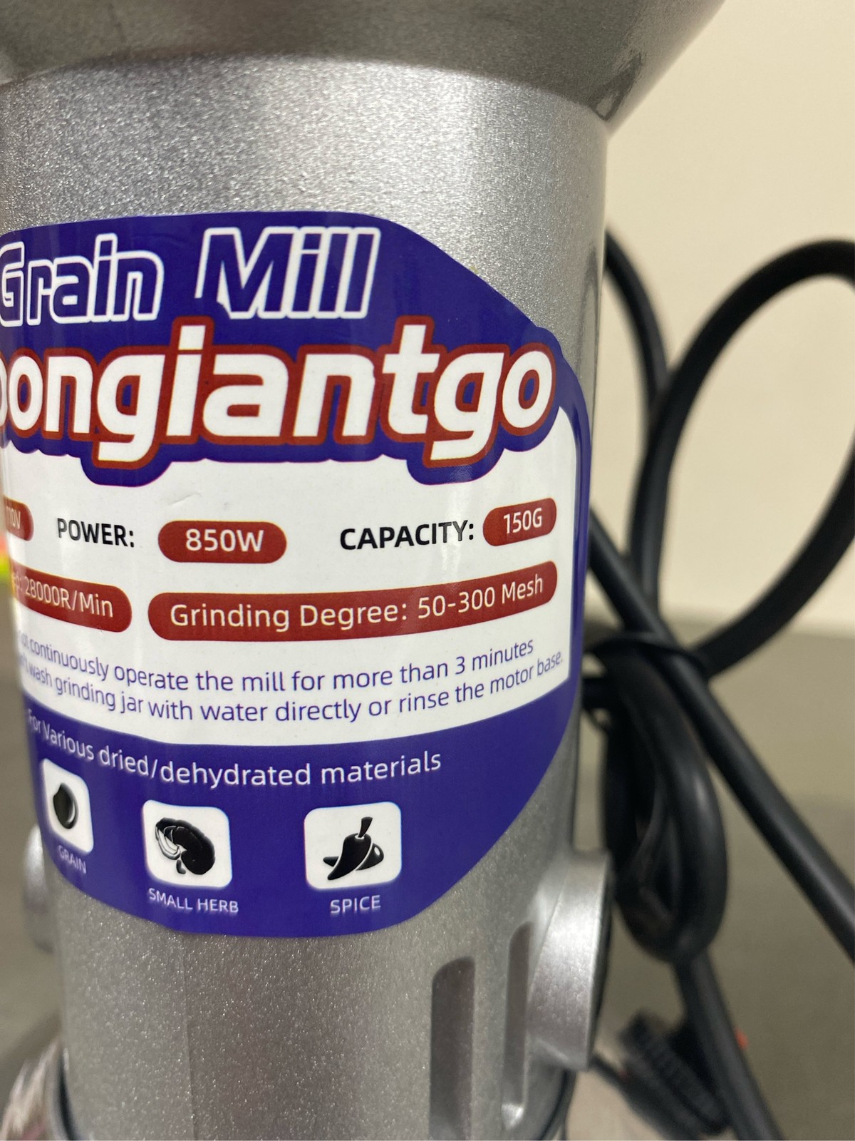 Moongiantgo Grain Mill Grinder Electric 150g Commercial Spice Grinder 850W Stain