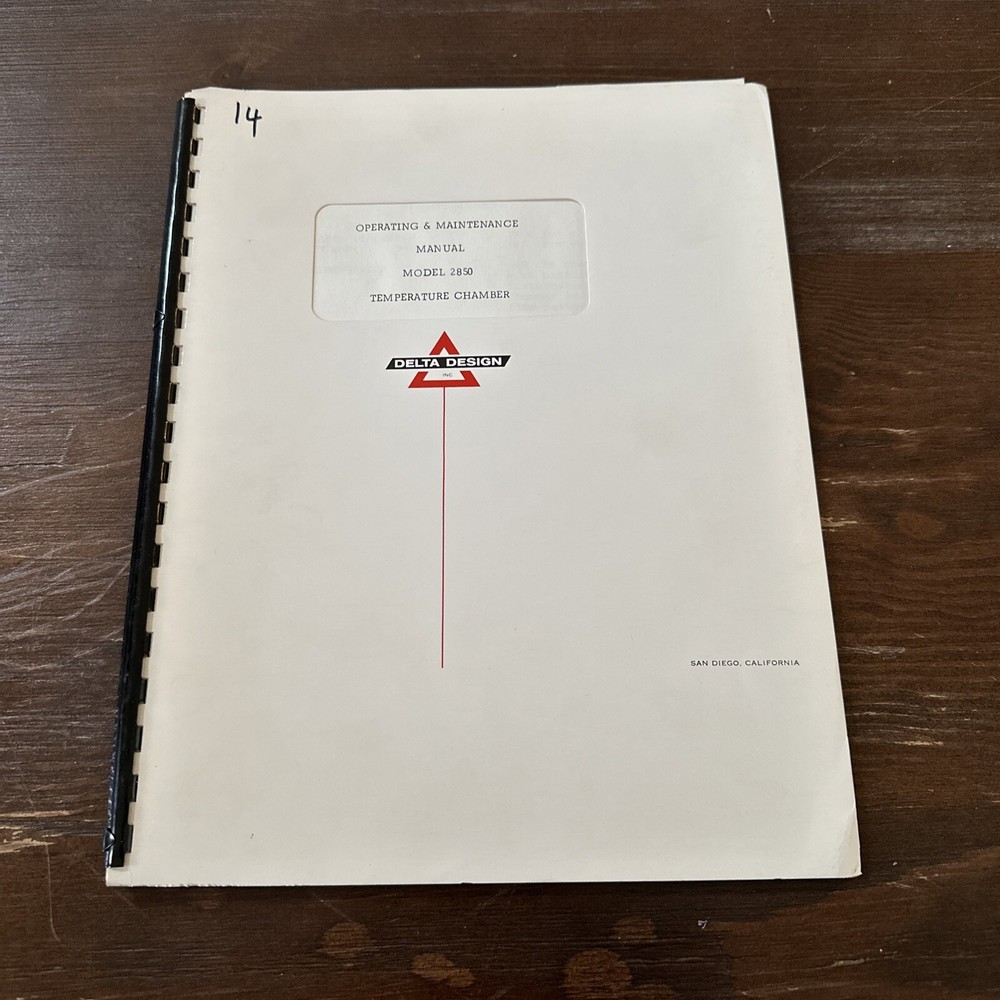 Delta Design Model 2850 Temperature Chamber Operating & Maintenance Manual