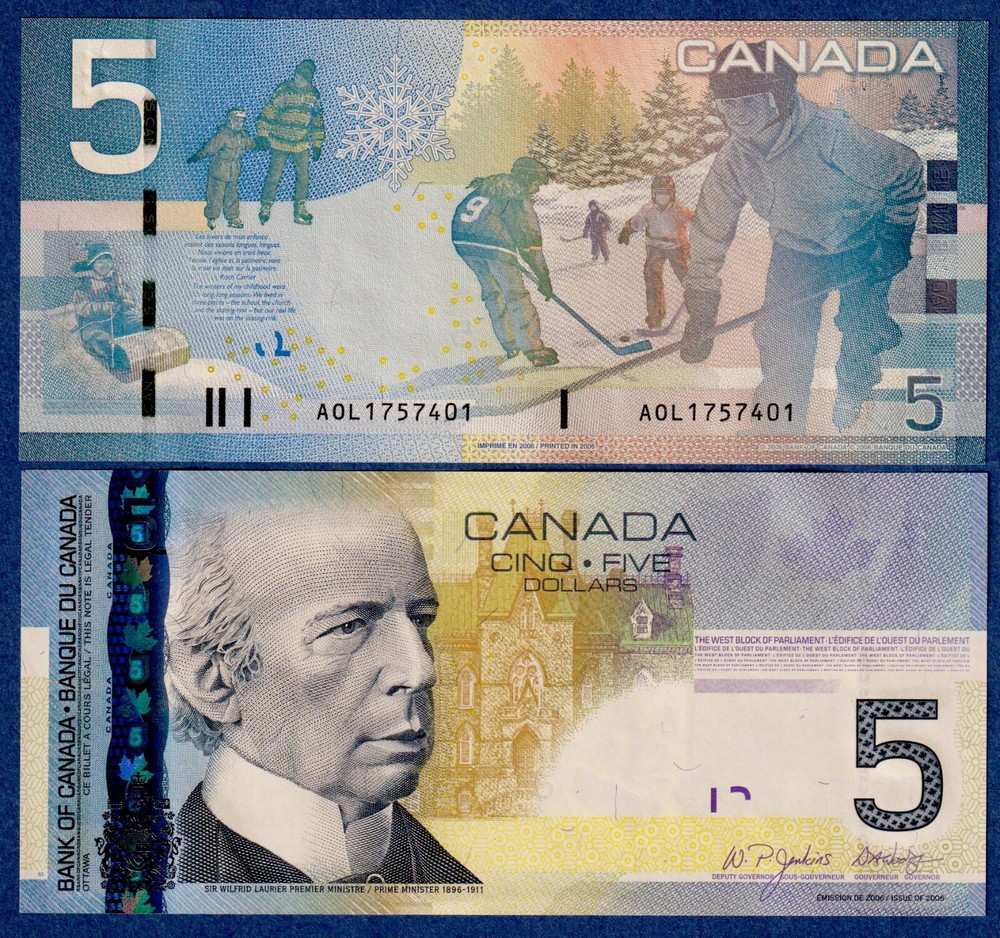 Canada $5 (2006) - BC-67a / P-101Aa  UNC Note -  Prefix AOL