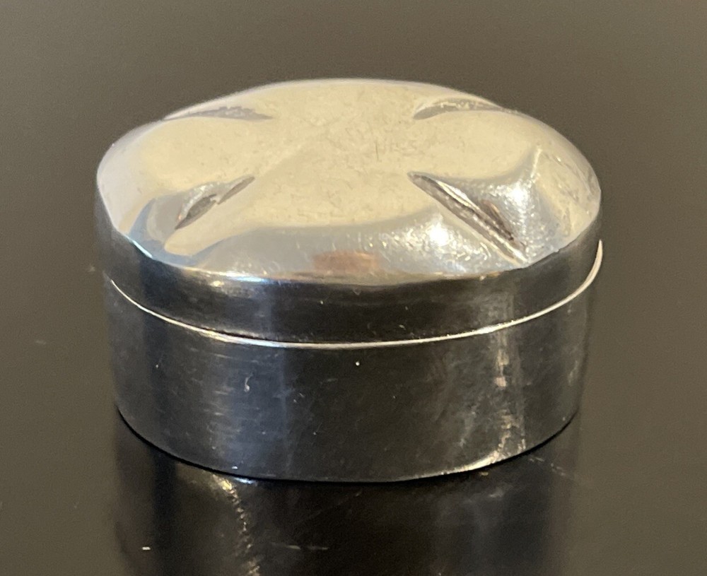 Sterling Silver Mexico Hinged Pill Box 23.4g