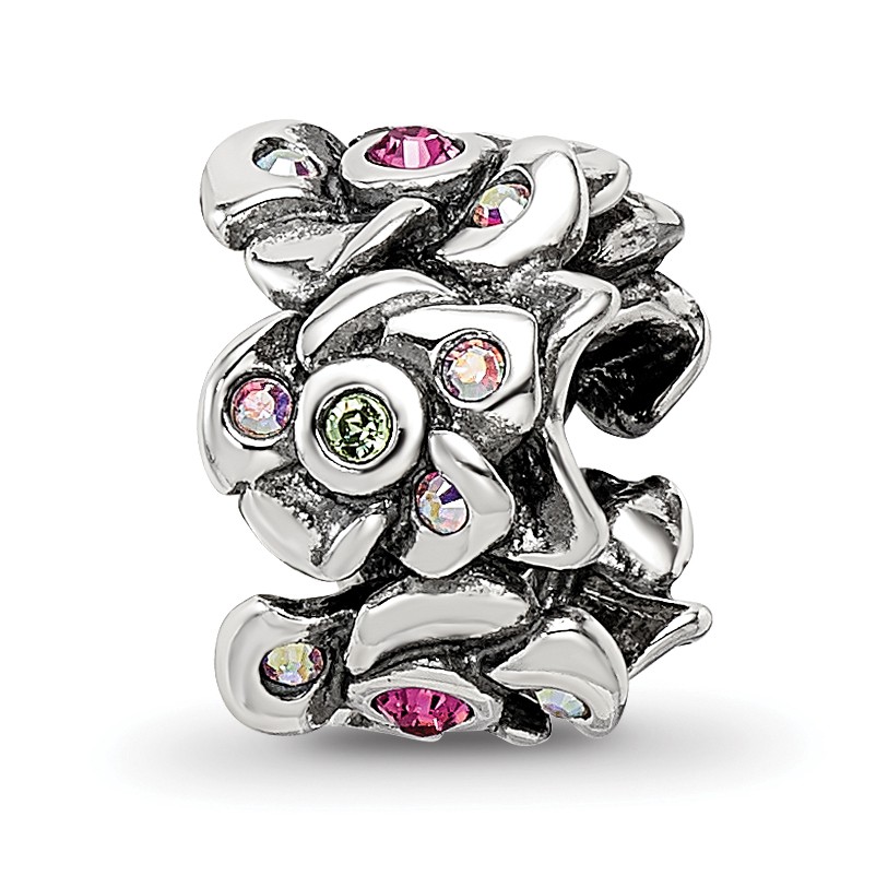 Silver Reflections Crystals Cherry Blossoms Bead QRS3468