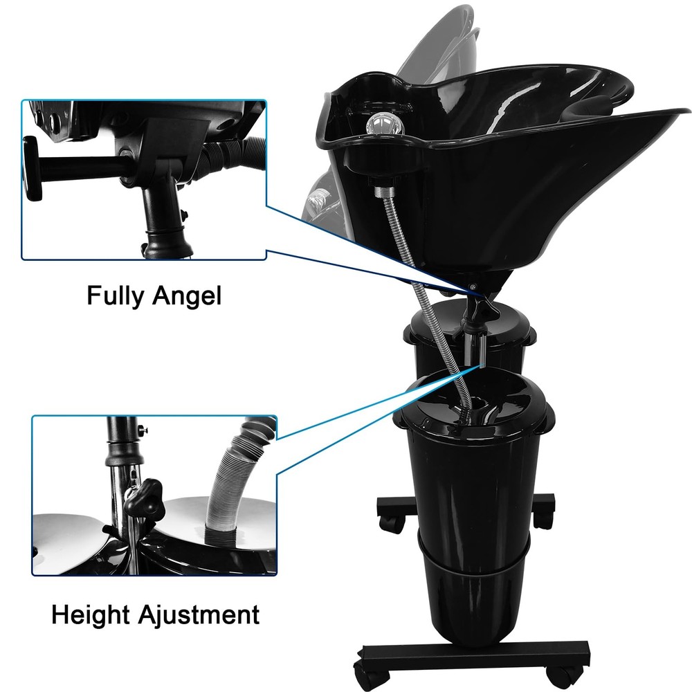 Commercial Shampoo Bowl System - Deep Basin with 2 Buckets