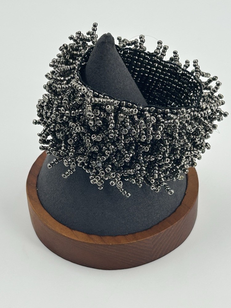 Silver Gray Molded Spiky Handmade Stretch Bracelet