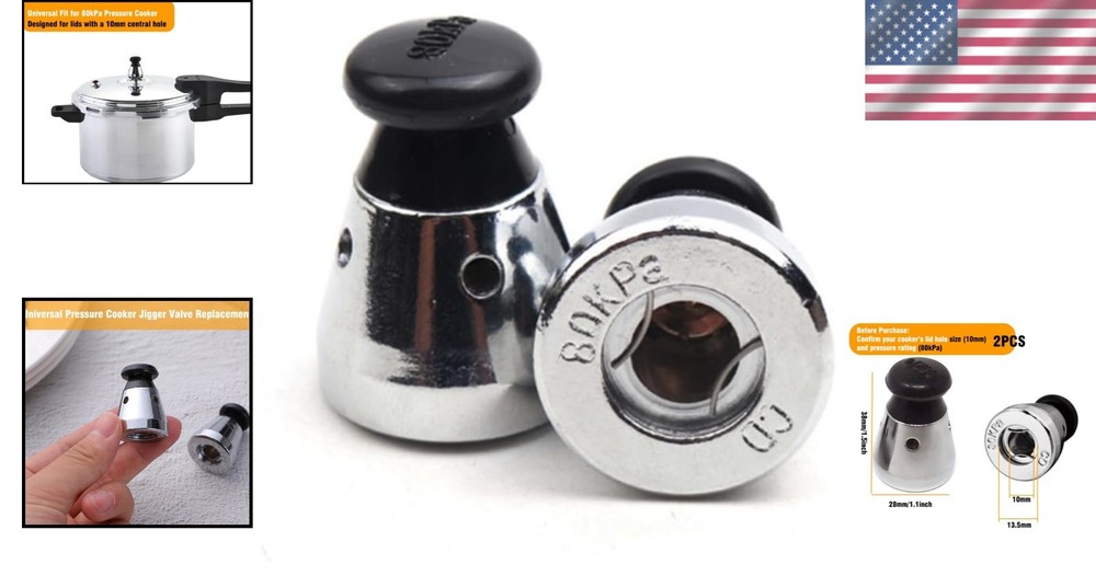 Universal Pressure Cooker Jigger Valve Replacement with Standard, Silver