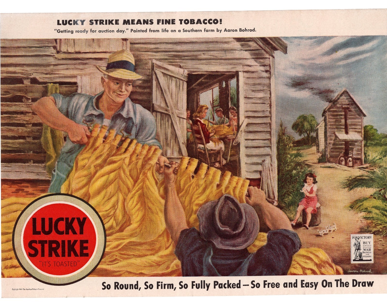 1943 Lucky Strike Means Fine Tobacco Cigarettes Single Page Print Ad