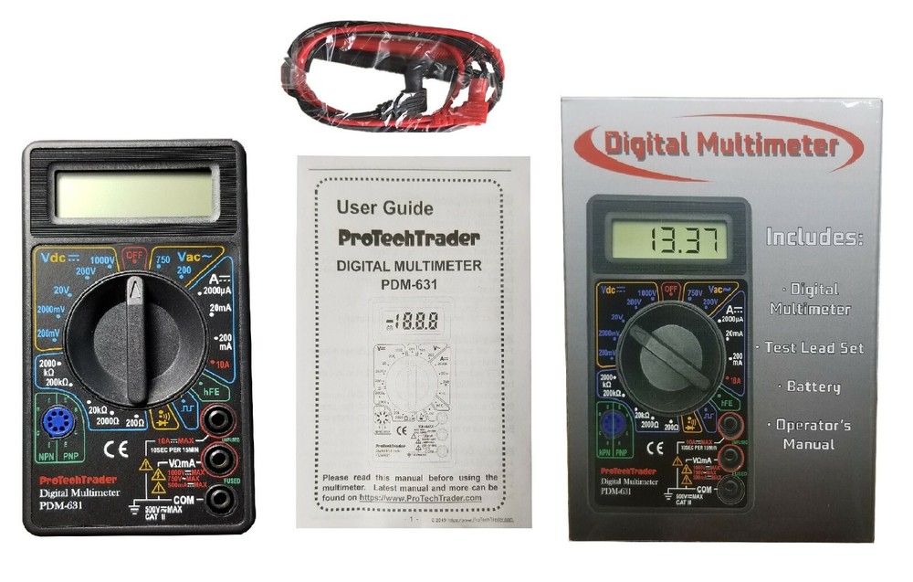 Digital Multimeter 7 Test Functions AC DC Voltage Resistance Current Meter AC DC