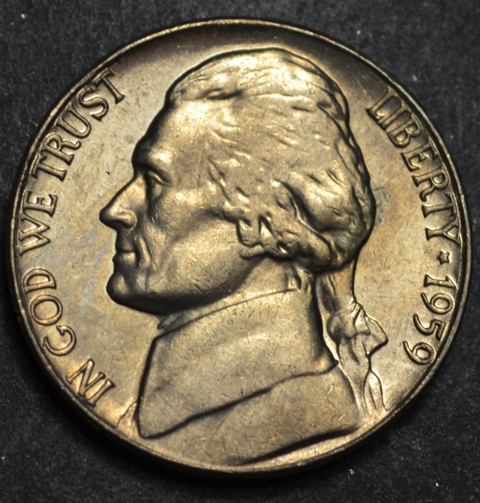 1959 UNCIRCULATED JEFFERSON NICKEL FROM AN ORIGINAL ROLL #44