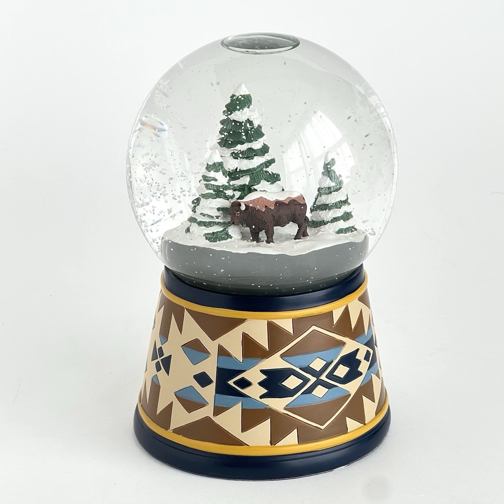 Pendleton Home Collection Journey West Snow Globe Buffalo Bison Pine Trees 7"