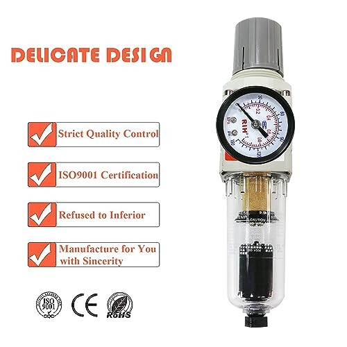 1/4" NPT Auto Drain Compressed Air Filter Regulator Combo 1/4"NPT Auto Drain