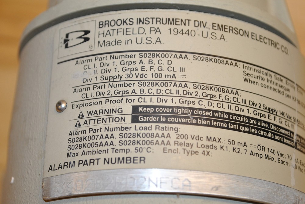 Brooks Instrument 3600 Alarm Flow Meter 3602B2BD2NFCA