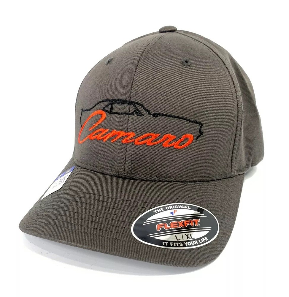 1st Generation Chevy Camaro Hat / Cap - Gray w/ Black Silhouette & Script Emblem