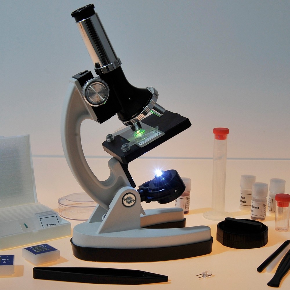 Microscope Science Kit For Beginners W/ Light & Case Educational Kids 52 Piece