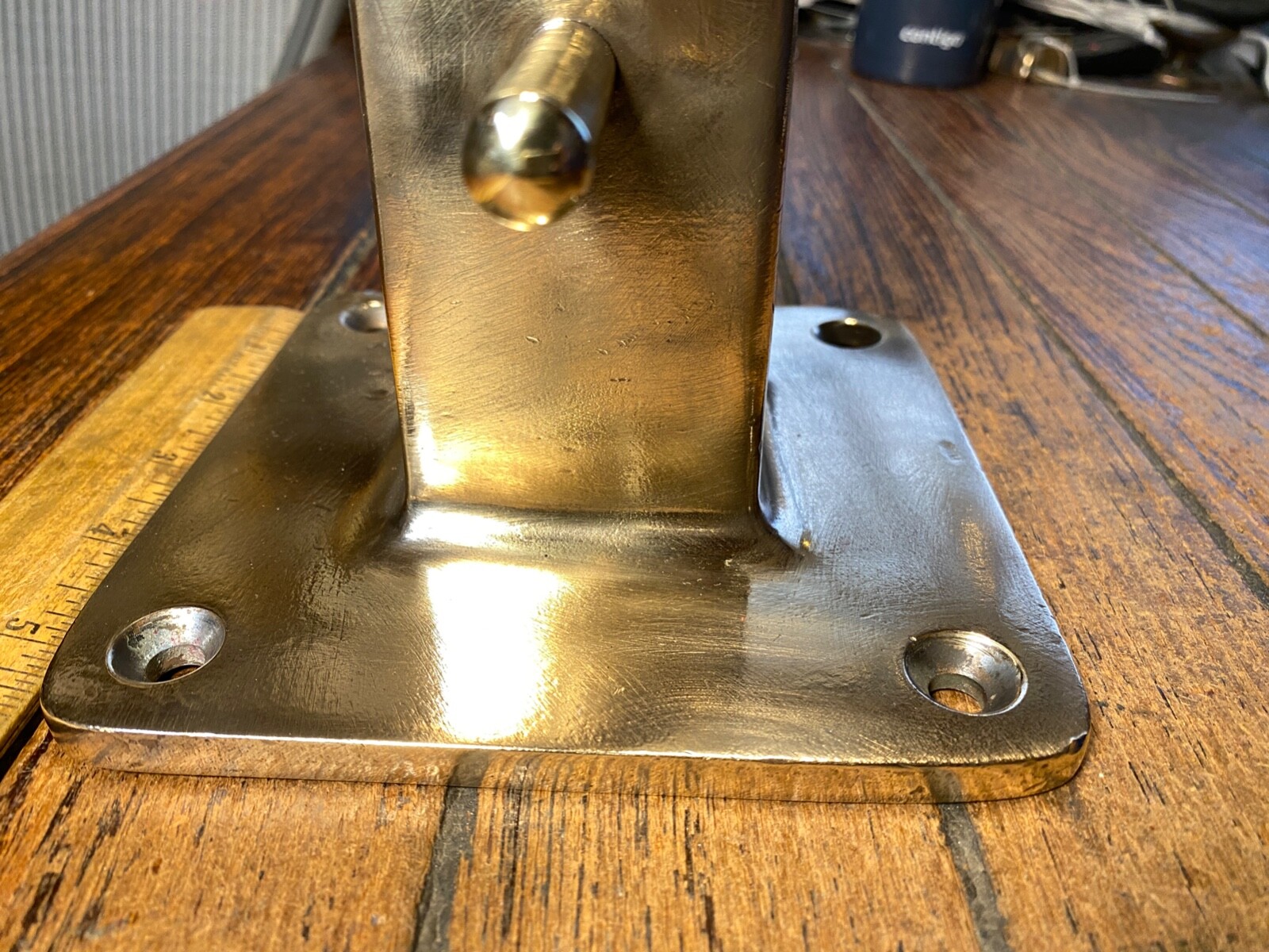 VINTAGE PERKO POLISHED BRONZE MOORING BITT, SAMPSON POST/BOLLARD, CLEAT 6" BASE