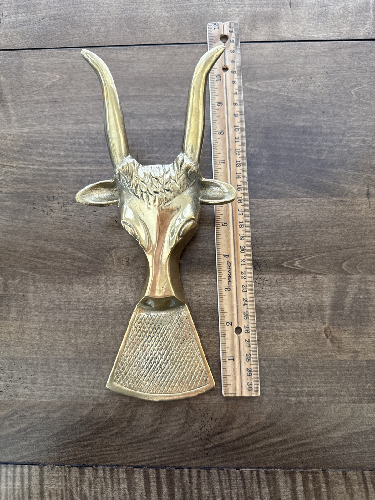 Vintage Brass Boot Jack Remover Goat, Bull Door Stop Heavy