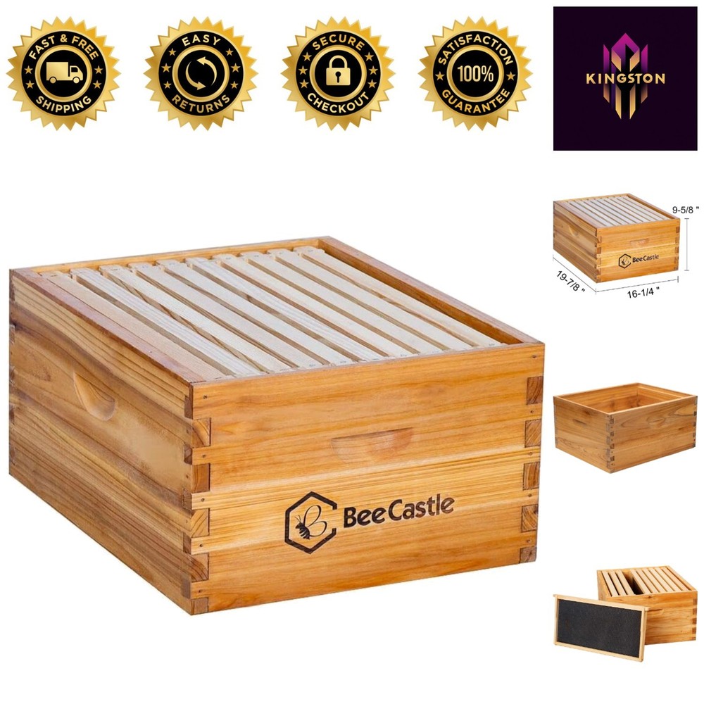 Durable Cedarwood Langstroth Deep Beehive Box with Beeswax Coating - 10 Frame