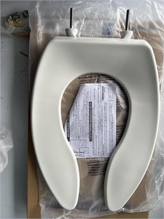 Commercial Heavy Duty Toilet Seat, White, Check Hinge, Elongated, no Cover