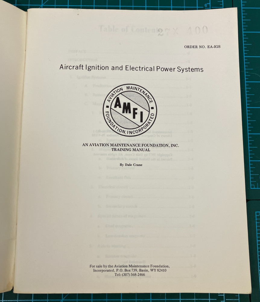 Aviation Technician Training Course Aircraft Ignition Electrical Power Systems