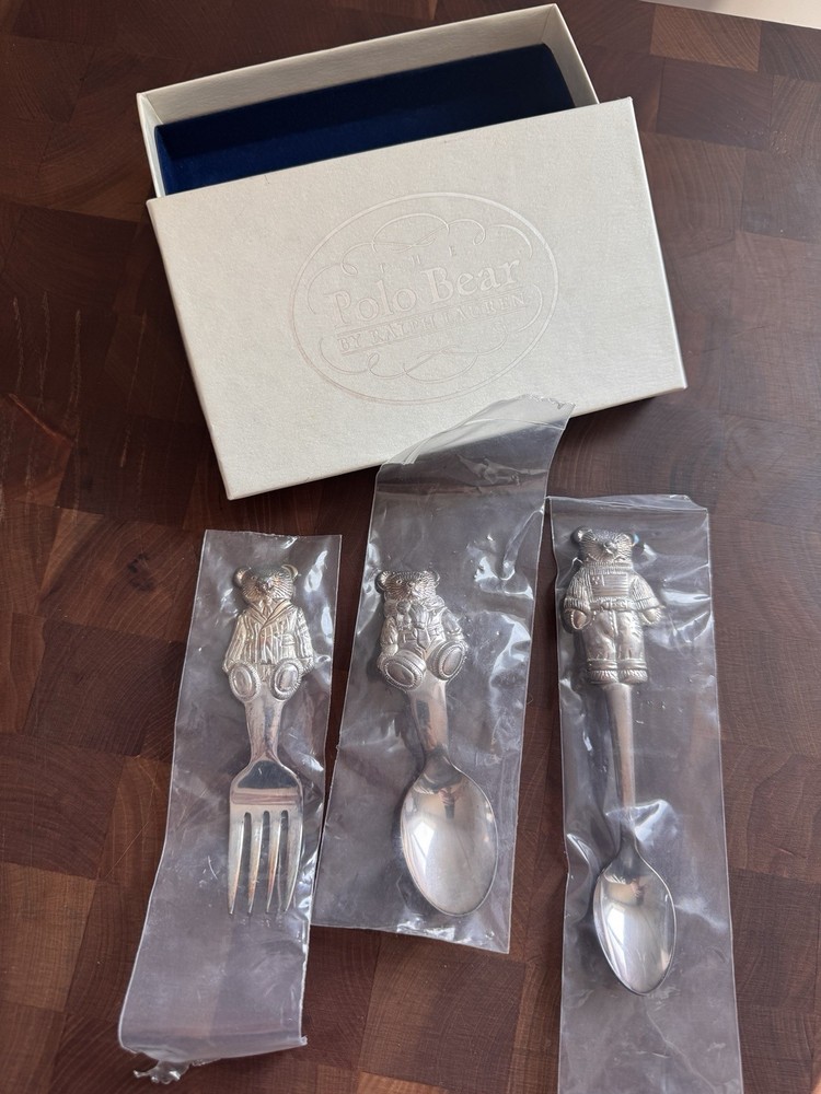 Vintage Ralph Lauren 3 Piece Silver Plated Baby Set