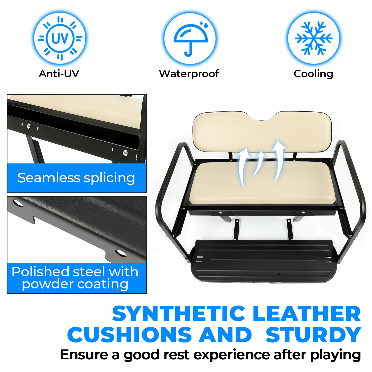 For 07-16 Yamaha Drive G29 Golf Cart Flip Folding Rear Back Seat Kit