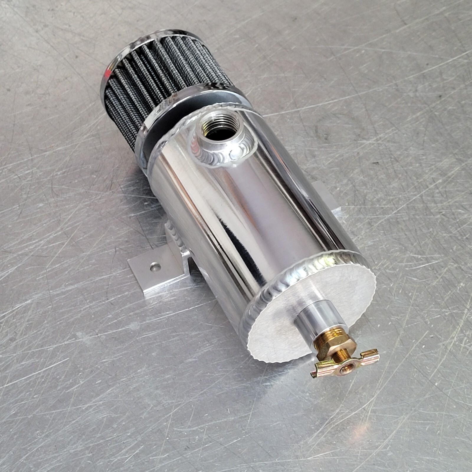 1/2 Inch NPT Aluminum baffled oil catch can breather tank for vacuum pump