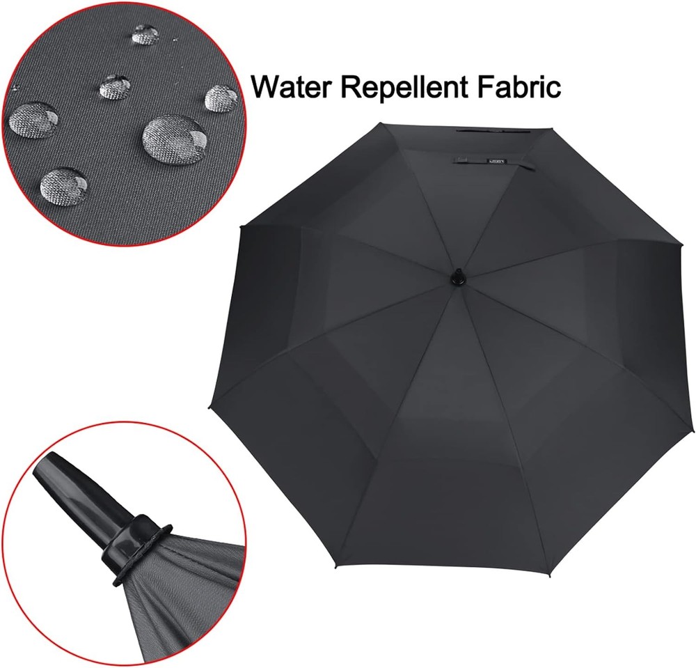Auto Open Golf Umbrella 47-72" Oversize Double Canopy Windproof Waterproof